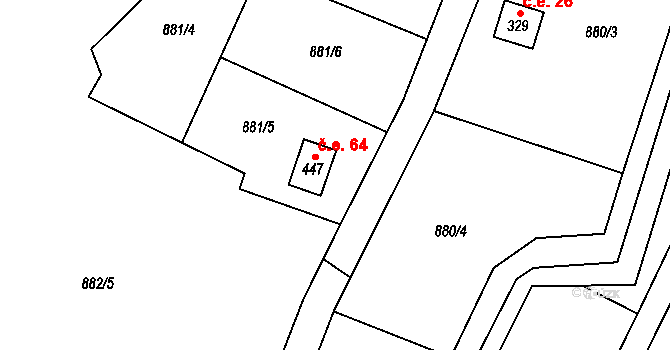Doubravice 1.díl 64, Přestavlky u Čerčan na parcele st. 447 v KÚ Přestavlky u Čerčan, Katastrální mapa