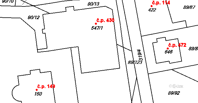 Litol 430, Lysá nad Labem na parcele st. 547/1 v KÚ Litol, Katastrální mapa