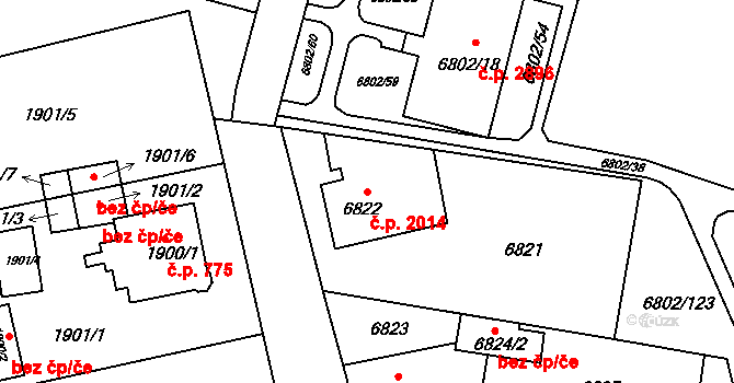 Frýdek 2014, Frýdek-Místek na parcele st. 6822 v KÚ Frýdek, Katastrální mapa