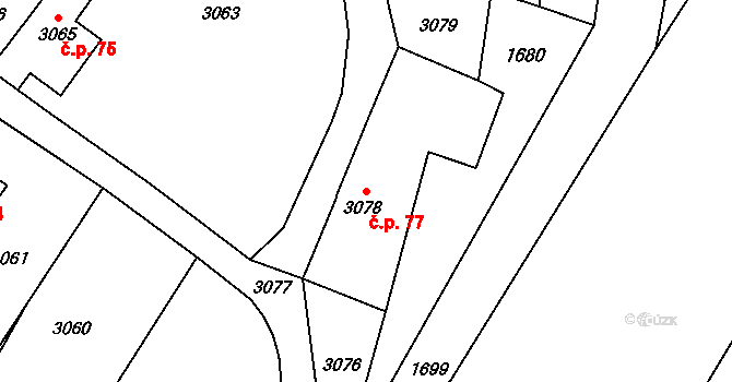 Košatka 77, Stará Ves nad Ondřejnicí na parcele st. 3078 v KÚ Košatka nad Odrou, Katastrální mapa