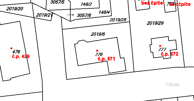 Černilov 571 na parcele st. 776 v KÚ Černilov, Katastrální mapa