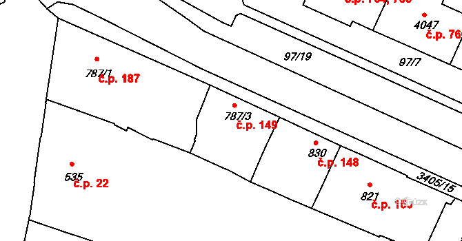 Klatovy II 149, Klatovy na parcele st. 787/3 v KÚ Klatovy, Katastrální mapa