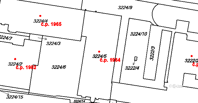 Žižkov 1964, Praha na parcele st. 3224/5 v KÚ Žižkov, Katastrální mapa