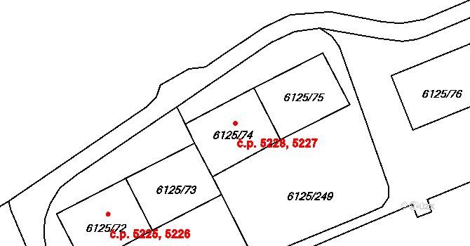 Chomutov 5227,5228 na parcele st. 6125/74 v KÚ Chomutov I, Katastrální mapa