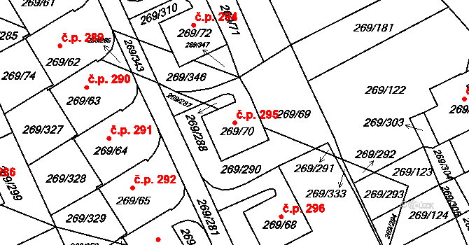 Pražské Předměstí 295, Bílina na parcele st. 269/70 v KÚ Bílina, Katastrální mapa