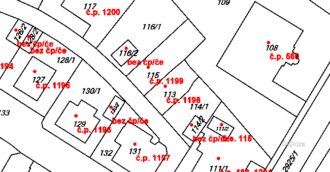Rumburk 1 1198, Rumburk na parcele st. 113 v KÚ Rumburk, Katastrální mapa