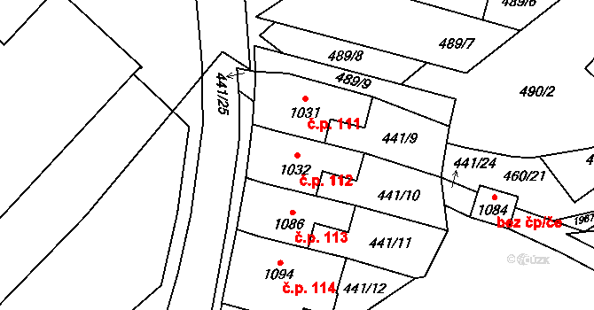 Rokytnice 112, Vsetín na parcele st. 1032 v KÚ Rokytnice u Vsetína, Katastrální mapa