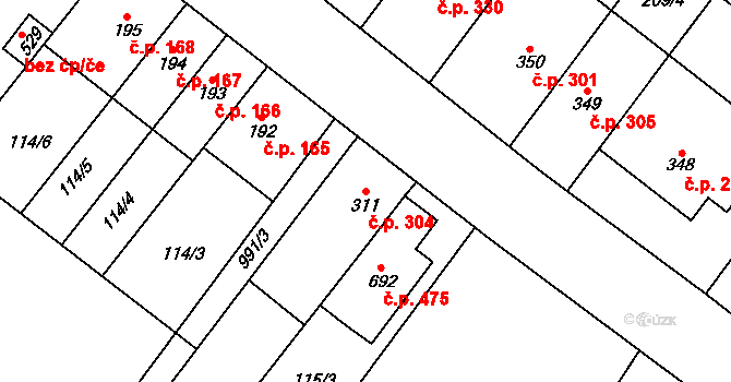 Držovice 304 na parcele st. 311 v KÚ Držovice na Moravě, Katastrální mapa