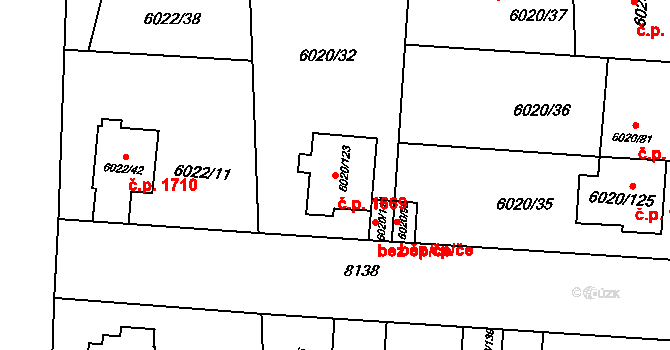 Prostějov 1669 na parcele st. 6020/123 v KÚ Prostějov, Katastrální mapa