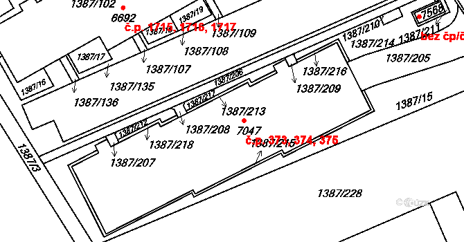 Beroun-Město 373,374,375, Beroun na parcele st. 7047 v KÚ Beroun, Katastrální mapa
