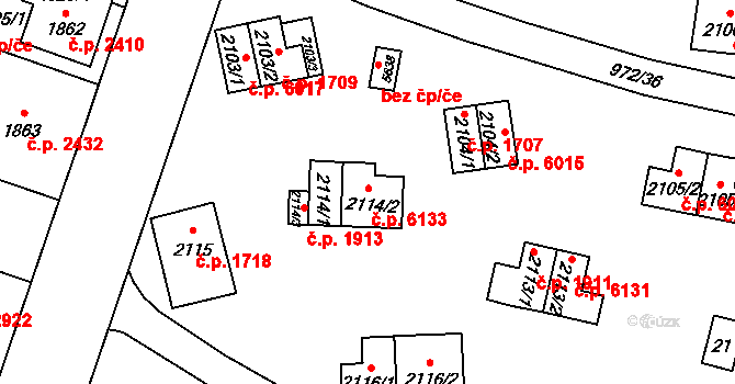 Zlín 6133 na parcele st. 2114/2 v KÚ Zlín, Katastrální mapa