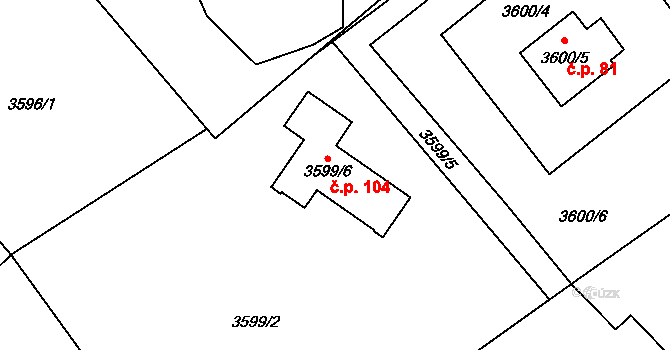 Koudelka 104, Holice na parcele st. 3599/6 v KÚ Holice v Čechách, Katastrální mapa