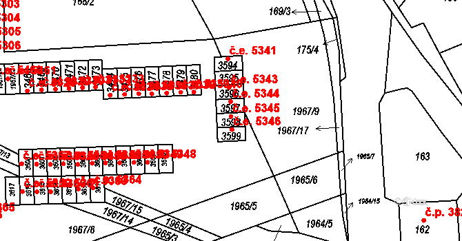 Kamenice nad Lipou 5345 na parcele st. 3598 v KÚ Kamenice nad Lipou, Katastrální mapa