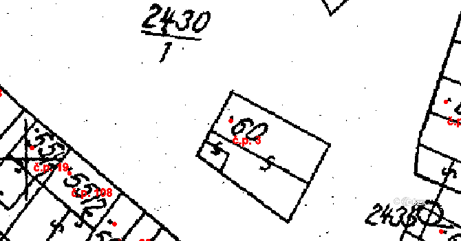 Osová Bítýška 3 na parcele st. 60 v KÚ Osová Bítýška, Katastrální mapa