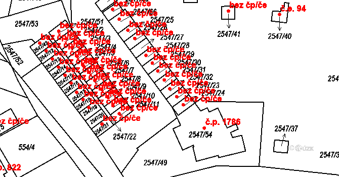 Roztoky 39606384 na parcele st. 2547/32 v KÚ Roztoky u Prahy, Katastrální mapa