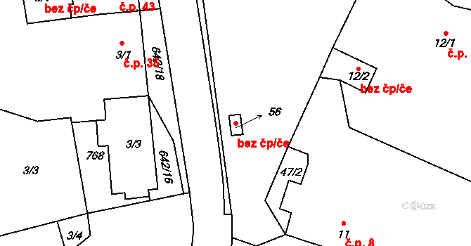 Lípa 40641384 na parcele st. 56 v KÚ Petrkov, Katastrální mapa