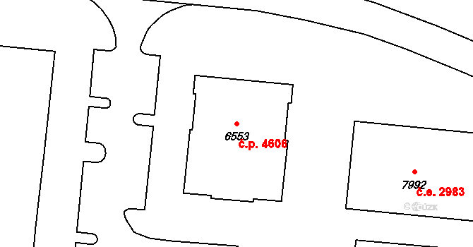 Zlín 4606 na parcele st. 6553 v KÚ Zlín, Katastrální mapa