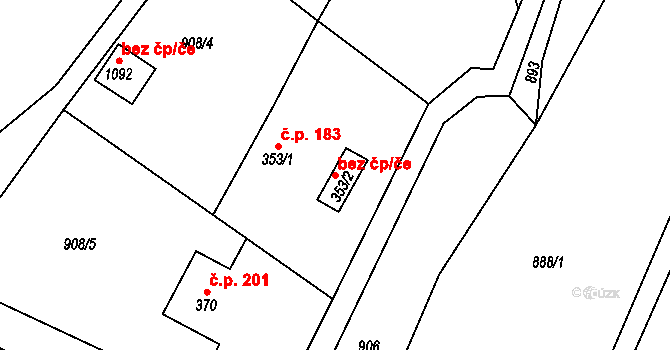Rajnochovice 43314384 na parcele st. 353/2 v KÚ Rajnochovice, Katastrální mapa