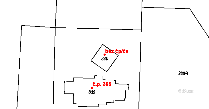 Jevany 43366384 na parcele st. 840 v KÚ Jevany, Katastrální mapa