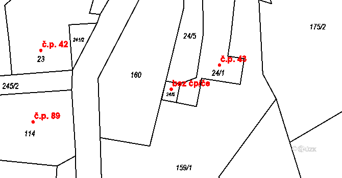 Starý Jičín 43447384 na parcele st. 24/6 v KÚ Starojická Lhota, Katastrální mapa