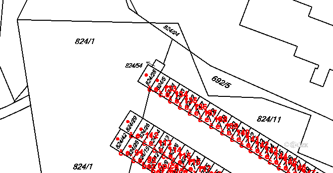 Šumbark 135, Havířov na parcele st. 824/4 v KÚ Šumbark, Katastrální mapa