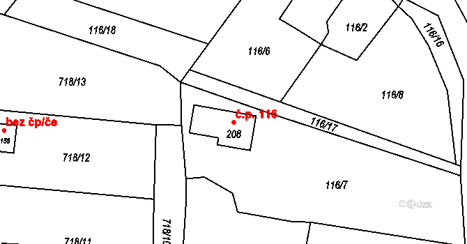 Javorník 46572384 na parcele st. 208 v KÚ Javorník u Svitav, Katastrální mapa