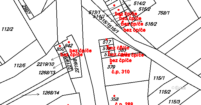 Vrbice 46630384 na parcele st. 519 v KÚ Vrbice u Velkých Pavlovic, Katastrální mapa