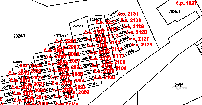 Český Těšín 2111 na parcele st. 2026/44 v KÚ Český Těšín, Katastrální mapa
