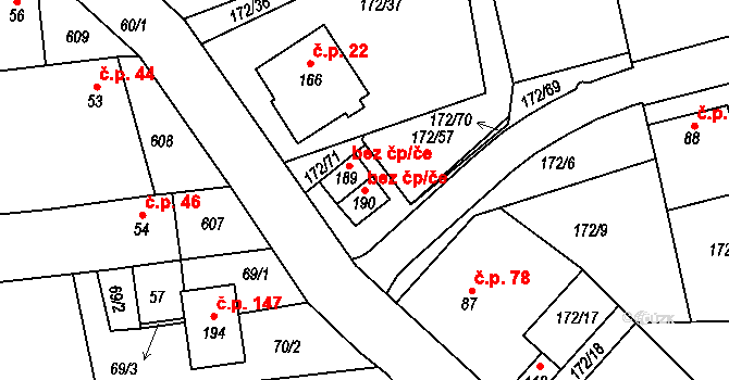 Hostišová 47874384 na parcele st. 190 v KÚ Hostišová, Katastrální mapa
