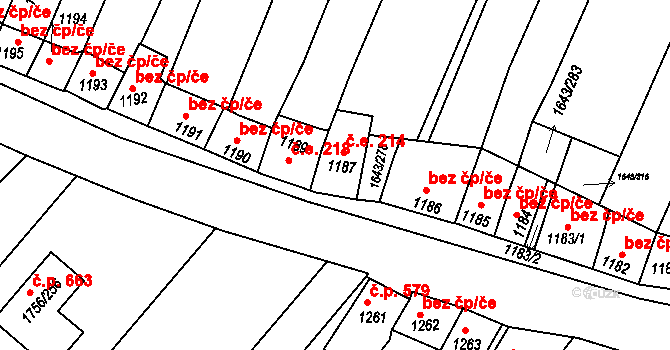 Drnholec 49581384 na parcele st. 1187 v KÚ Drnholec, Katastrální mapa