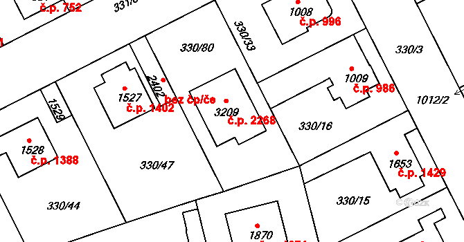 Brandýs nad Labem 2268, Brandýs nad Labem-Stará Boleslav na parcele st. 3209 v KÚ Brandýs nad Labem, Katastrální mapa