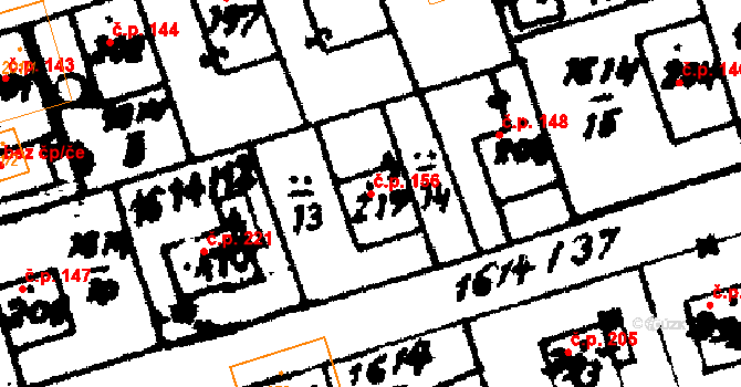 Trhová Kamenice 156 na parcele st. 217 v KÚ Trhová Kamenice, Katastrální mapa