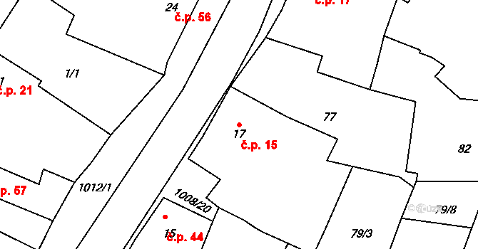 Nučice 15 na parcele st. 17 v KÚ Nučice u Rudné, Katastrální mapa