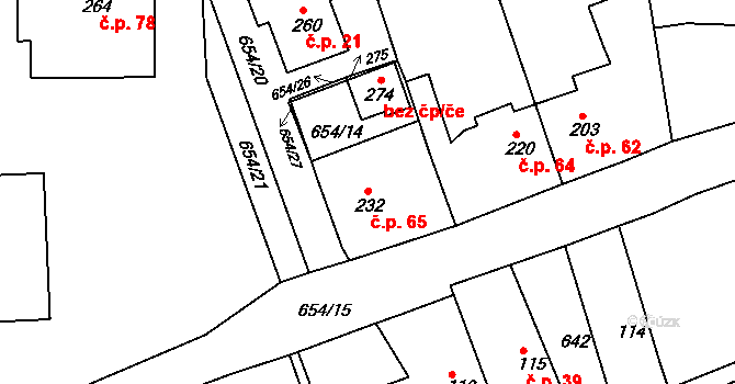 Zájezd 65, Česká Skalice na parcele st. 232 v KÚ Zájezd u České Skalice, Katastrální mapa