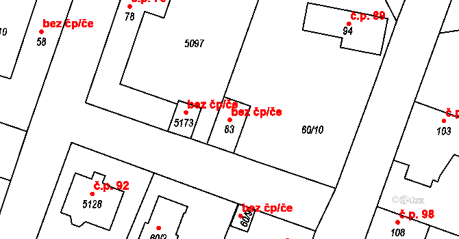 Jiřice 89827384 na parcele st. 83 v KÚ Jiřice, Katastrální mapa