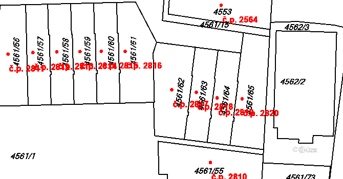 Dejvice 2817, Praha na parcele st. 4561/62 v KÚ Dejvice, Katastrální mapa