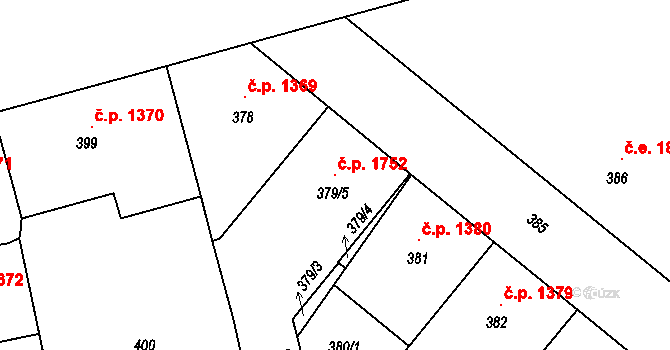 Nusle 1752, Praha na parcele st. 379/5 v KÚ Nusle, Katastrální mapa