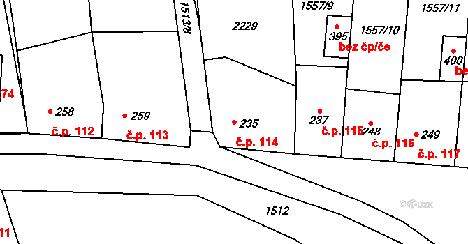 Pěnčín 114 na parcele st. 235 v KÚ Pěnčín na Moravě, Katastrální mapa