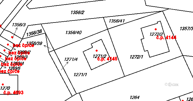 Mšeno nad Nisou 4145, Jablonec nad Nisou na parcele st. 1271/2 v KÚ Mšeno nad Nisou, Katastrální mapa