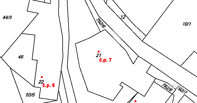 Malé Všelisy 7, Velké Všelisy na parcele st. 21 v KÚ Malé Všelisy, Katastrální mapa