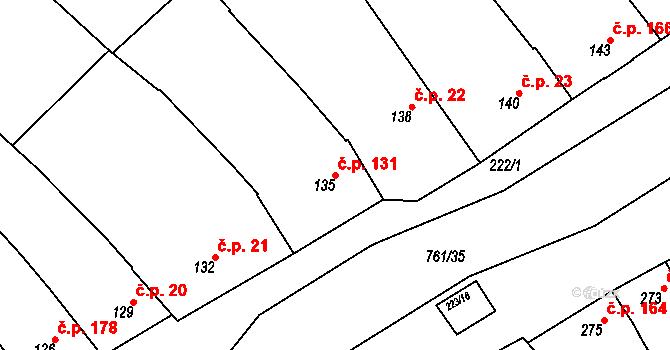 Zarazice 131, Veselí nad Moravou na parcele st. 135 v KÚ Zarazice, Katastrální mapa