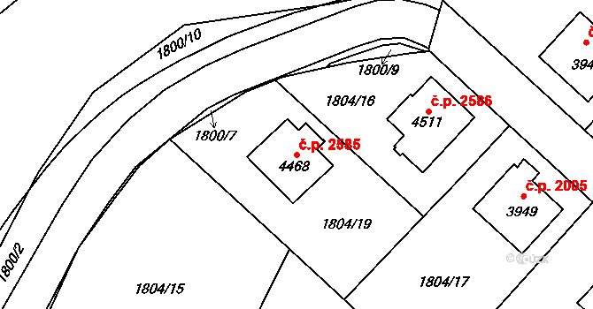 Šumperk 2585 na parcele st. 4468 v KÚ Šumperk, Katastrální mapa