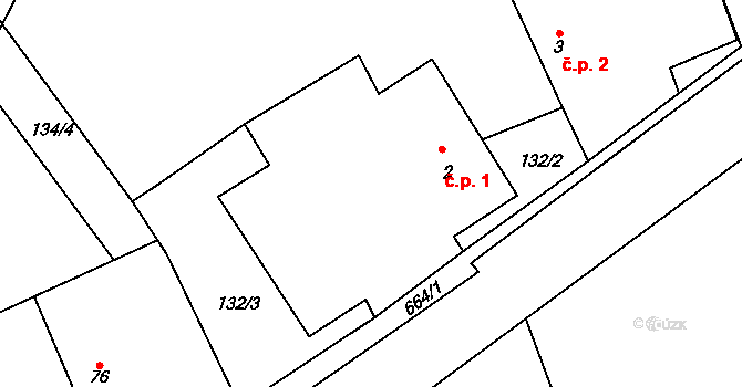Lubno 1, Nechanice na parcele st. 2 v KÚ Lubno u Nechanic, Katastrální mapa
