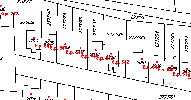 Dolní Předměstí 543, Polička na parcele st. 2917 v KÚ Polička, Katastrální mapa