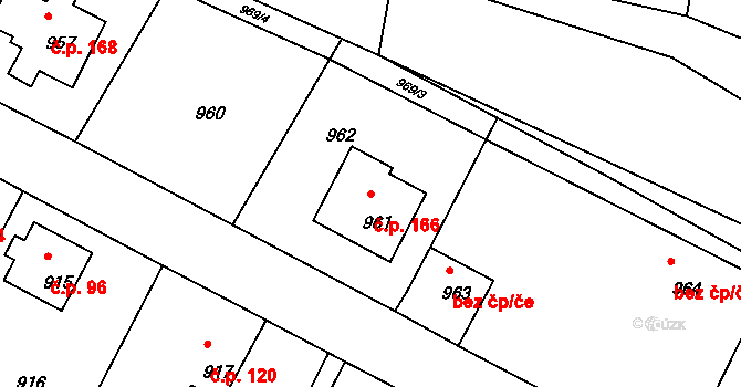 Mimoň V 166, Mimoň na parcele st. 961 v KÚ Mimoň, Katastrální mapa