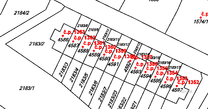 Cheb 1359 na parcele st. 4590 v KÚ Cheb, Katastrální mapa
