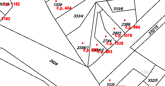 Kolín V 892, Kolín na parcele st. 2388/1 v KÚ Kolín, Katastrální mapa