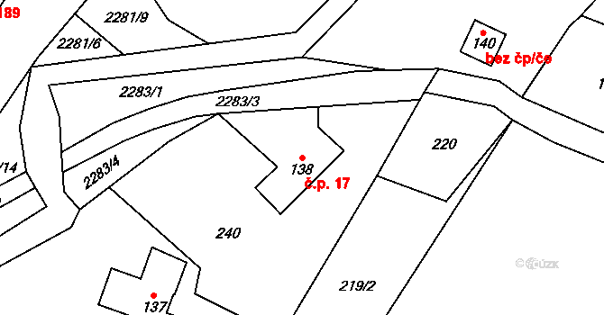 Lukavice 17 na parcele st. 138 v KÚ Lukavice u Rychnova nad Kněžnou, Katastrální mapa