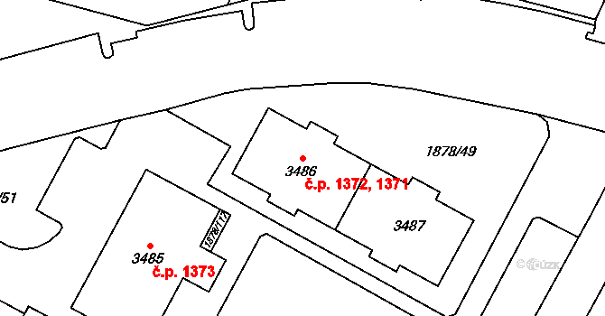Bolevec 1371,1372, Plzeň na parcele st. 3486 v KÚ Bolevec, Katastrální mapa