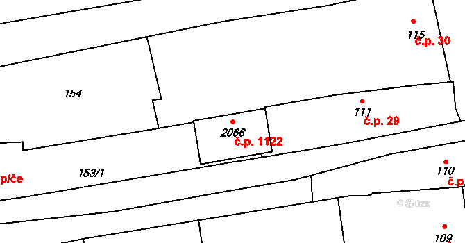 Malenovice 1122, Zlín na parcele st. 2066 v KÚ Malenovice u Zlína, Katastrální mapa